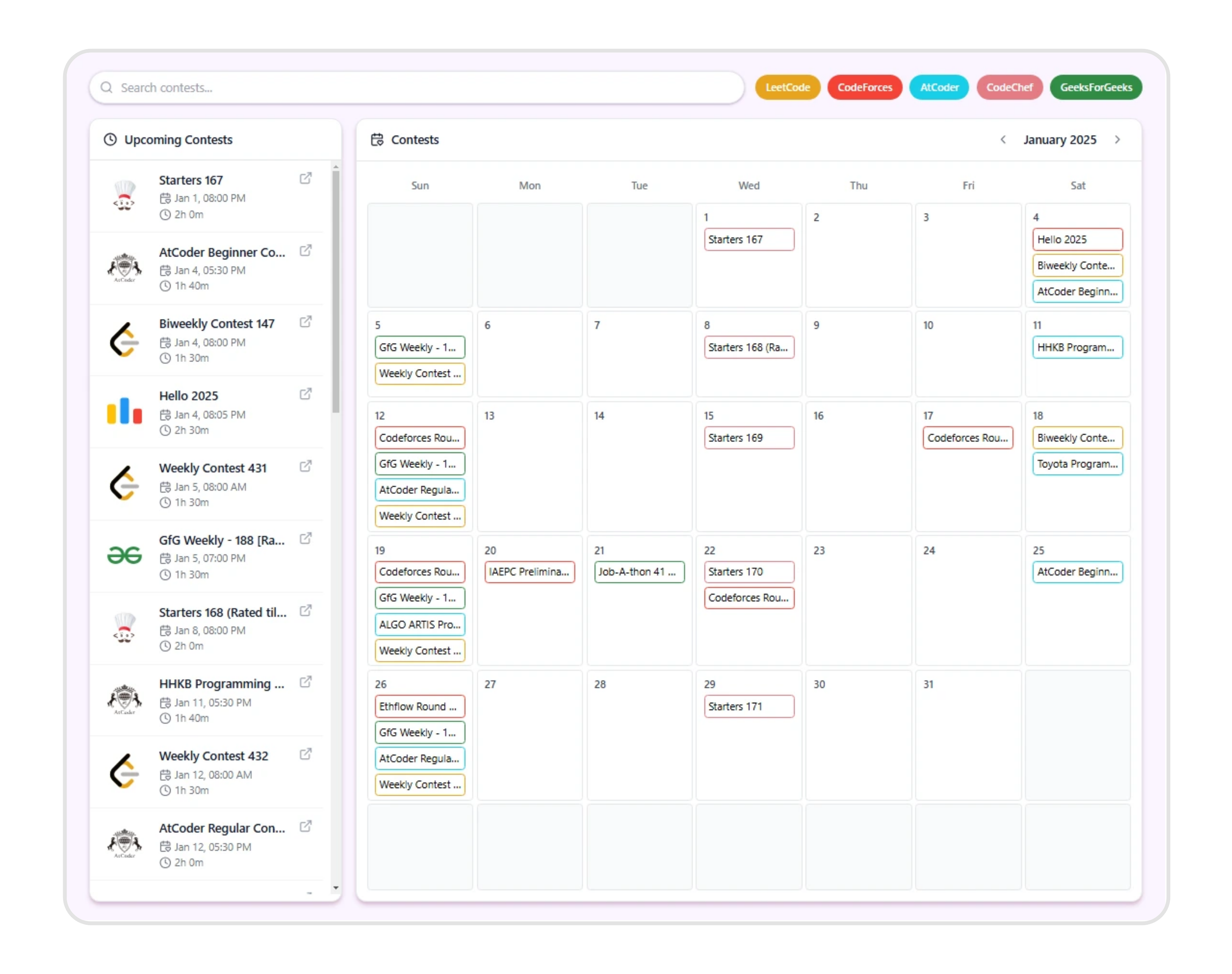 Contest Tracker Preview
